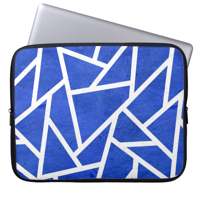 Capa Para Notebook Padrão do mosaico real azul e branco (Frente)