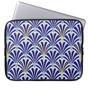Capa Para Notebook Padrão do ventilador Art Deco - cobalto e azul-céu