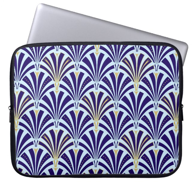 Capa Para Notebook Padrão do ventilador Art Deco - cobalto e azul-céu (Frente)