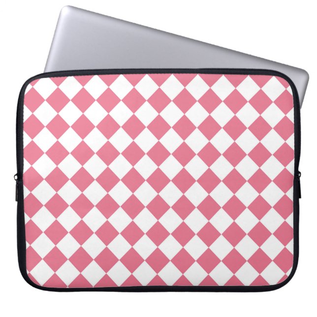 Capa Para Notebook Padrão do Verificador de Diamantes Branco Rosa (Frente)