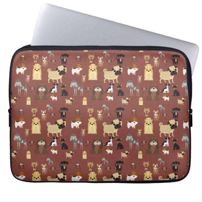 Capa Para Notebook padrão dos cães de fundo castanhos. (Frente)