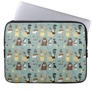 Capa Para Notebook padrão dos cães de segundo plano turquesa