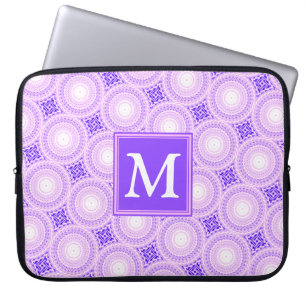 Capa Para Notebook Padrão dos círculos roxos do monograma