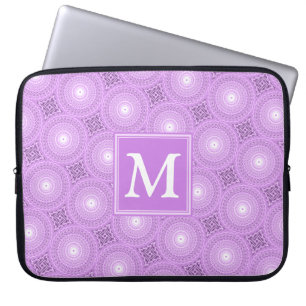 Capa Para Notebook Padrão dos círculos roxos lilás monograma