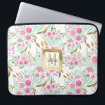 Capa Para Notebook Padrão Dourado de Flores de Água a Teal Rosa-Rosa<br><div class="desc">Este elegante e moderno padrão floral é perfeito para a menina feminina. Apresenta cor-de-rosa pintado à mão, dourado esmaltado impresso e flores verdes lacrimogêneas em folhas sobre um simples fundo branco. É bonito, chico, artístico, único e original; o design perfeito para as estações de verão e primavera. Aproveite esta design...</div>