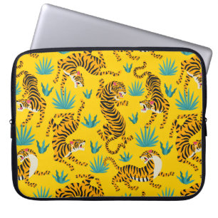 Capa Para Notebook Padrão Dourado de Tigre Asiático