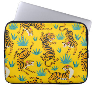 Capa Para Notebook Padrão Dourado de Tigre Asiático