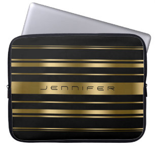 Capa Para Notebook Padrão Dourado e preto monograma