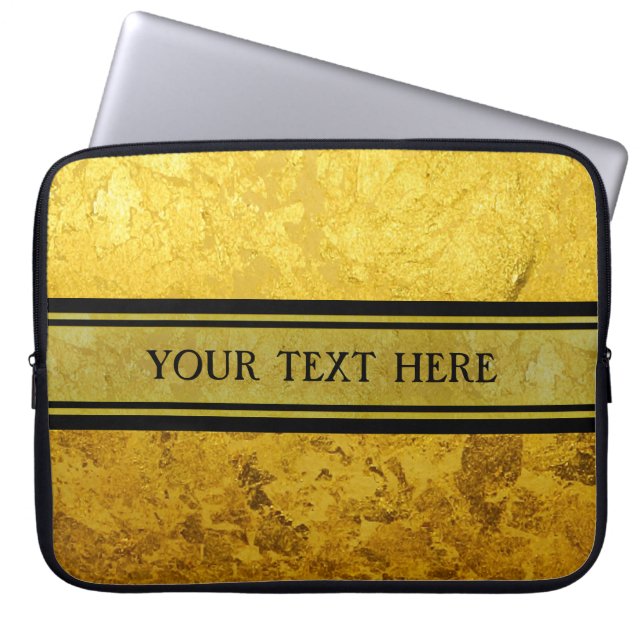 Capa Para Notebook Padrão DOURADO PURO / folha dourada + texto (Frente)