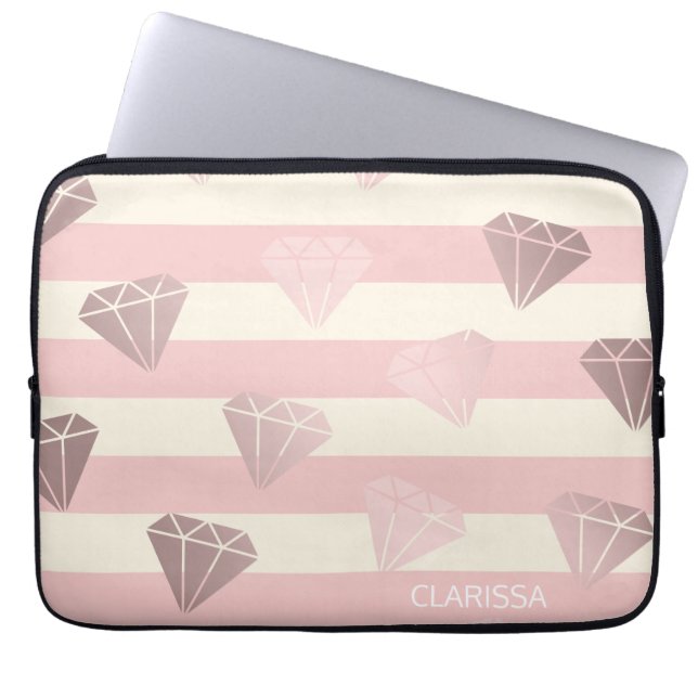 Capa Para Notebook Padrão e faixa elegante de diamante rosa de ouro (Frente)