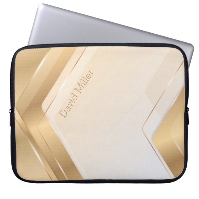 Capa Para Notebook Padrão e Personalização Geométrica Dourada Elegant (Frente)