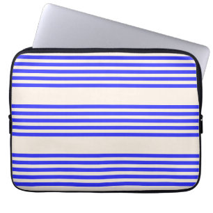 Capa Para Notebook Padrão elétrico azul e bege cinco faixas