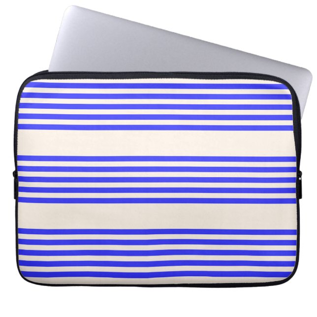 Capa Para Notebook Padrão elétrico azul e bege cinco faixas (Frente)