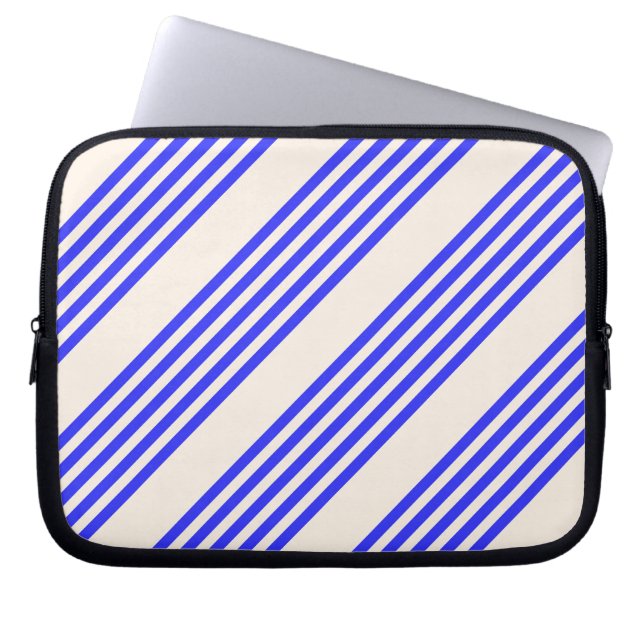 Capa Para Notebook Padrão elétrico azul e bege cinco faixas (Frente)