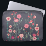 Capa Para Notebook Padrão Escuro Floral<br><div class="desc">Arte botânica moderna. Bonito pintura floral cor-de-rosa e solta sobre fundo de cinza escura. Arte original de Nic Squirrell.</div>