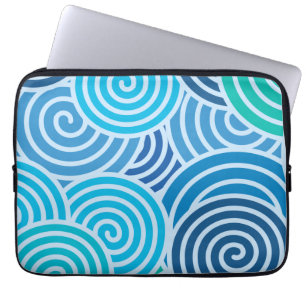 Capa Para Notebook Padrão Espiral Azul Moderno