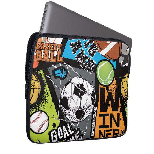 Capa Para Notebook Padrão Esportivo Com Bolas (Frente Esquerda)