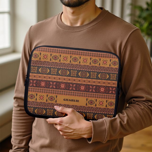 Capa Para Notebook Padrão Étnico Tribal Boho de Terracota Tradicional (Criador carregado)