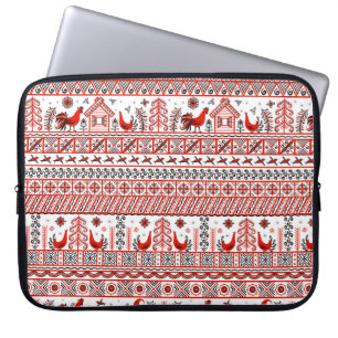 Capa Para Notebook Padrão étnico tribal vermelho sem costura