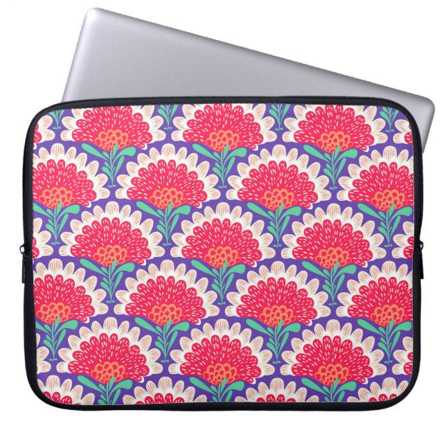 Capa Para Notebook Padrão étnico vítreo com flores. Design (Frente)