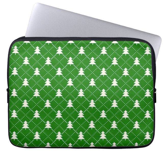 Capa Para Notebook Padrão Festivo de Árvore de Natal Verde (Frente)