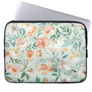 Capa Para Notebook Padrão Floral Azul Aquarela Prado de Flores Silves