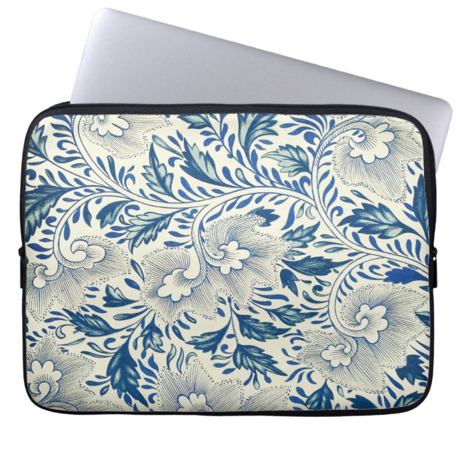 Capa Para Notebook Padrão Floral Azul Design Asiático Antiquado (Frente)