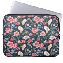 Padrão Floral Azul Naval Romântico