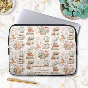 Capa Para Notebook Padrão Floral Caprichoso de Cogumelo de Livro