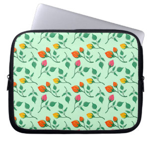Capa Para Notebook Padrão floral com flores rosa coloridas