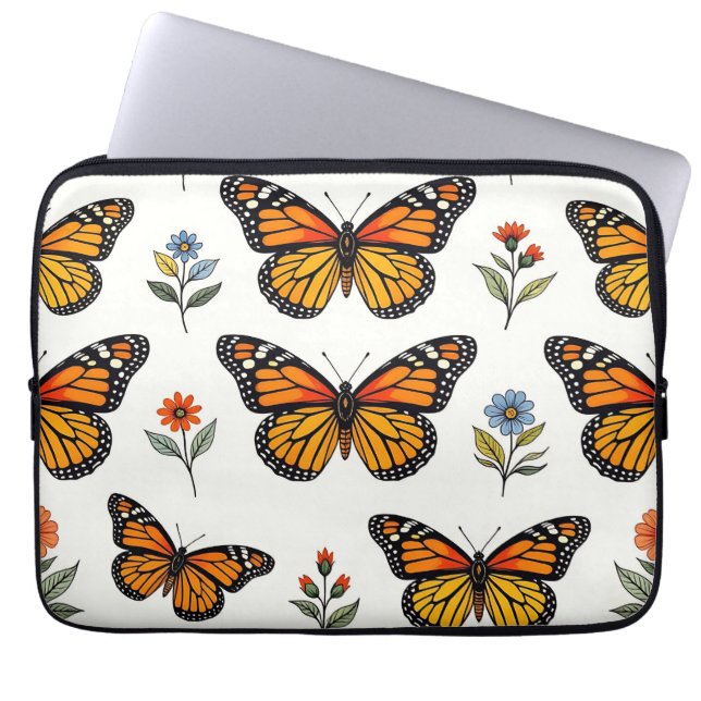 Capa Para Notebook Padrão Floral da Borboleta Monarca (Frente)