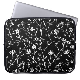 Capa Para Notebook Padrão Floral De Contorno Sem Vintagem. Desenhar m