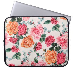 Capa Para Notebook padrão floral de cor d'água, vindima, flor,