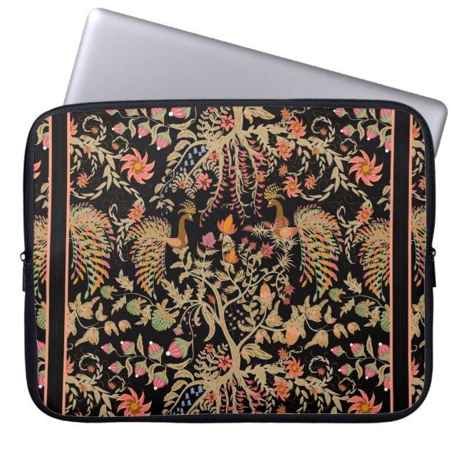 Capa Para Notebook Padrão floral de fada chinesa com belos pássaros  (Frente)