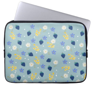 Capa Para Notebook Padrão Floral de Flor Silvestre e Amora