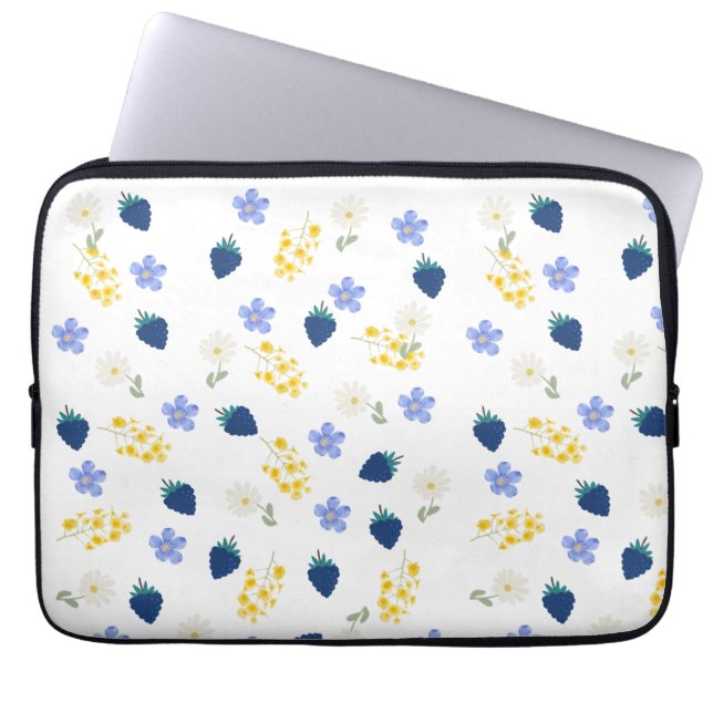 Capa Para Notebook Padrão Floral de Flor Silvestre e Amora (Frente)