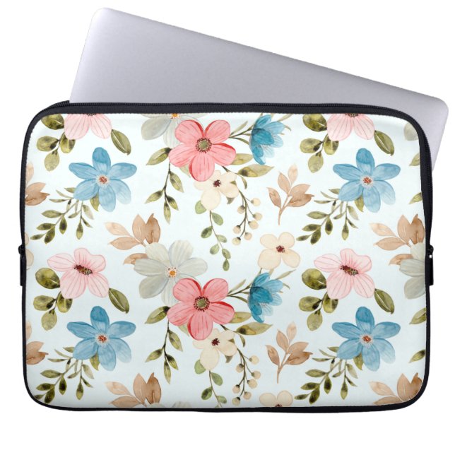 Capa Para Notebook Padrão Floral de Flores Silvestres Aquarela (Frente)