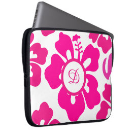 Capa Para Notebook Padrão floral de hibisco tropical rosa do Havaí