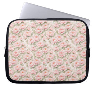 Capa Para Notebook Padrão Floral de Peônia em Aquarela Suave Sem Cost