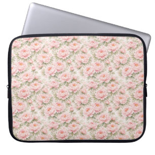 Capa Para Notebook Padrão Floral de Peônia em Aquarela Suave Sem Cost