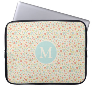 Capa Para Notebook Padrão Floral de Primavera Pastel Monograma Bonito