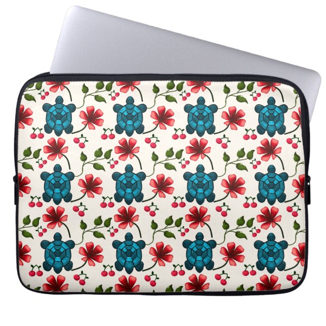 Capa Para Notebook Padrão floral de tartaruga fofa   (Frente)