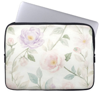 Capa Para Notebook Padrão Floral Delicado Pastel com Rosas e Dais