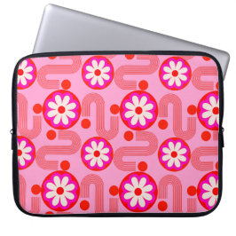 Capa Para Notebook Padrão Floral do Meio século das Flores Retro Rosa