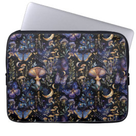 Capa Para Notebook Padrão Floral Elegante de Borboletas e Luas