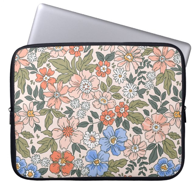 Capa Para Notebook Padrão floral elegante em flores de desenhar manua (Frente)