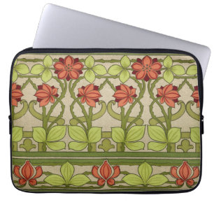 Capa Para Notebook Padrão Floral em Verde Sálvia Art Nouveau Vintage