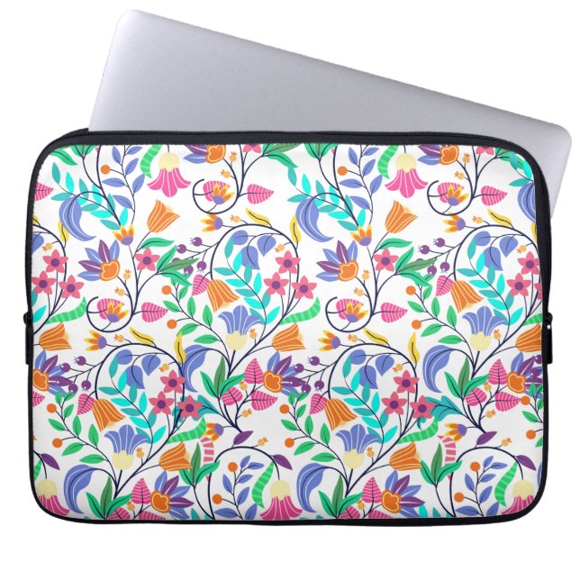 Capa Para Notebook Padrão Floral Exótico Colorido (Frente)