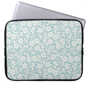 Capa Para Notebook Padrão floral. Flores bonito no fundo azul da cinz
