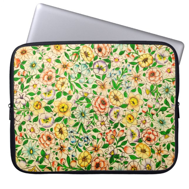 Capa Para Notebook Padrão floral indiano tradicional (Frente)